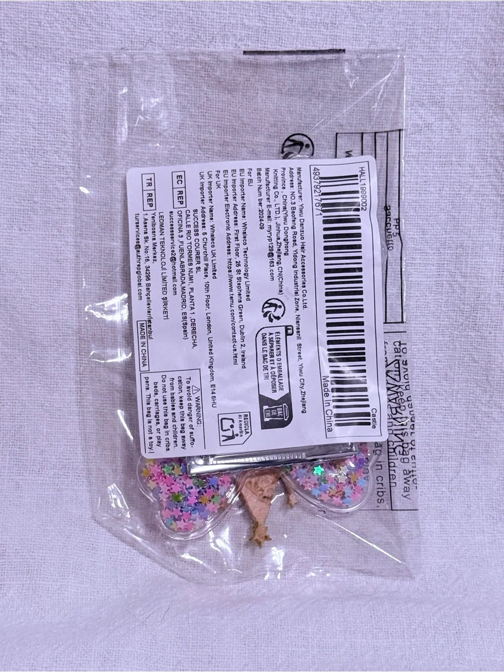 NWT-Castle 2-Piece Sparkly Confetti Pastel Hair Clips Set